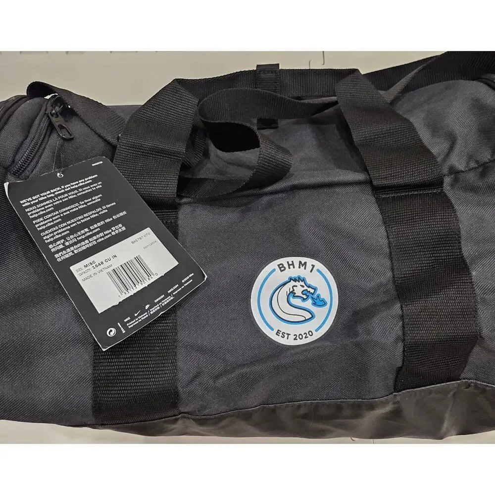 NWT Nike black duffel bag with the BHM1 logo